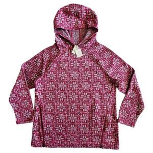 Talbots T by Talbots Nordic Pink Snowflakes Fleece Sweater Size L